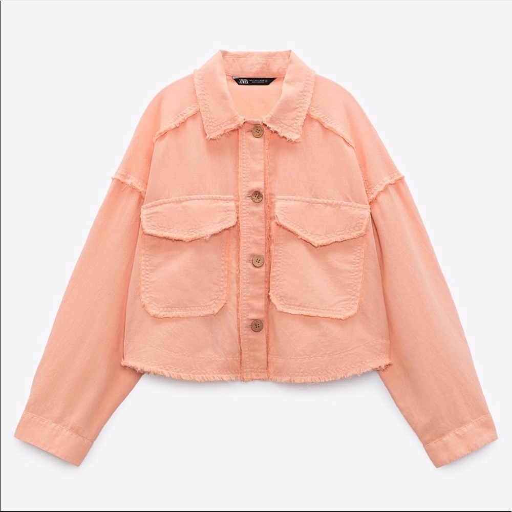 Cropped frayed over shirt - tangerine